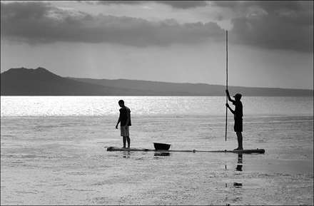 ماهیگیری در دریاچه کم عمق