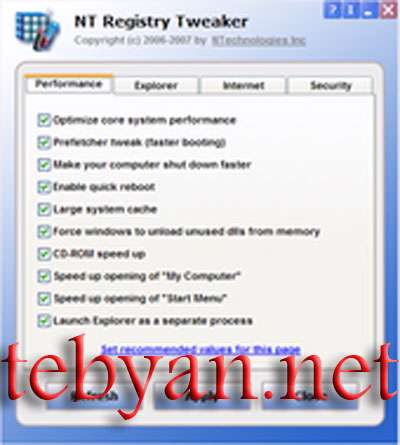 Free NT Registry Tweaker 1.0