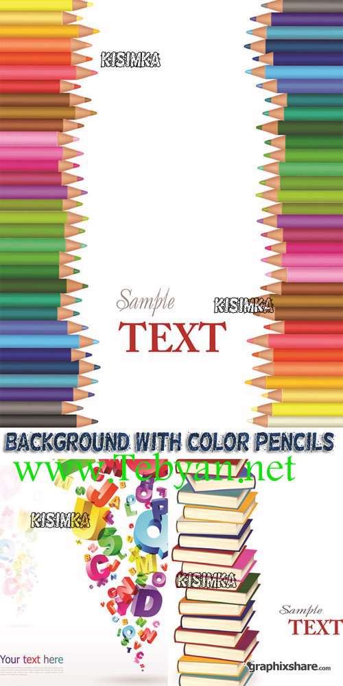 Background With Color Pencils Books And letters Vector