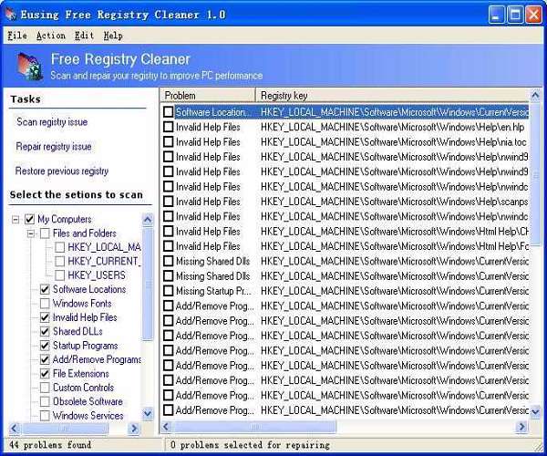 Eusing Free Registry Cleaner 2.8