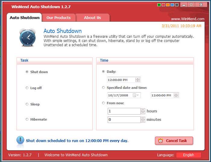 خاموش کردن خودکار سیستم با WinMend Auto Shutdown v1.2.7