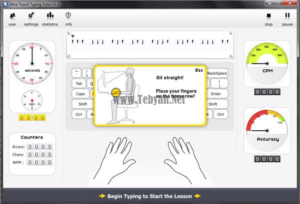 گام به گام آموزش تایپ با Canslab Alice Touch Typing Tutor 1.1