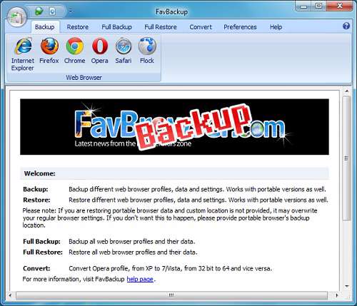 FavBackup 2.1.3 - پشتیبان گیری از محتویات مرورگر 