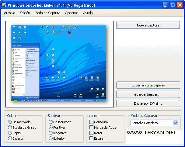 گرفتن عکس از دسکتاپ ویندوز، WinSnap 4.01