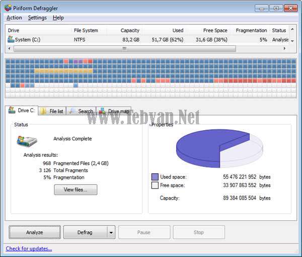 یکپارچه سازی هاردیسک با Defraggler v2.09.391 پرتابل