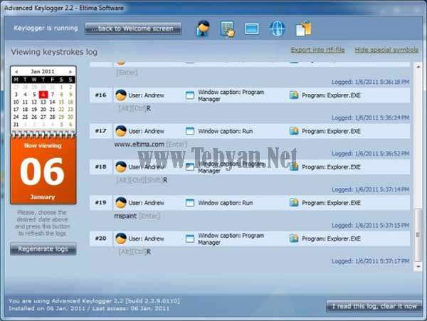 گزارش فعالیت کاربران در کامپیوتر و اینترنت با Eltima Advanced Keylogger v2.2.9.110