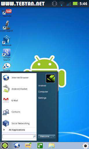 لانچر زیبای ویندوز 7 نسخه اندروید، Windows 7 for Android 1.1