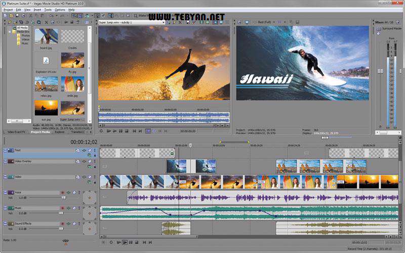 ویرایشگر حرفه ای فیلم، Sony Vegas Movie Studio HD Platinum 11.0.322