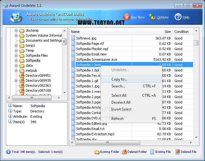 بازیابی اطلاعات از دست رفته، Award Undelete 1.2