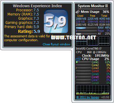 ابزاری برای نمایش لحظه ای اطلاعات ویندوز، System Monitor II 14.5