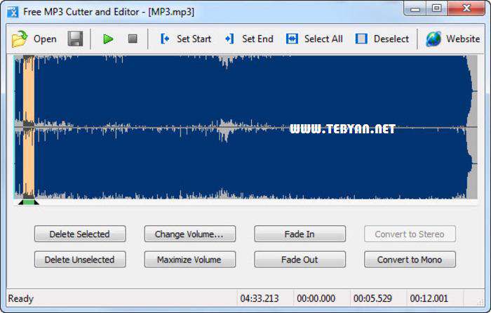 برش و ویرایش فایل های ام پی تری، Free MP3 Cutter and Editor 2.6.0.1148