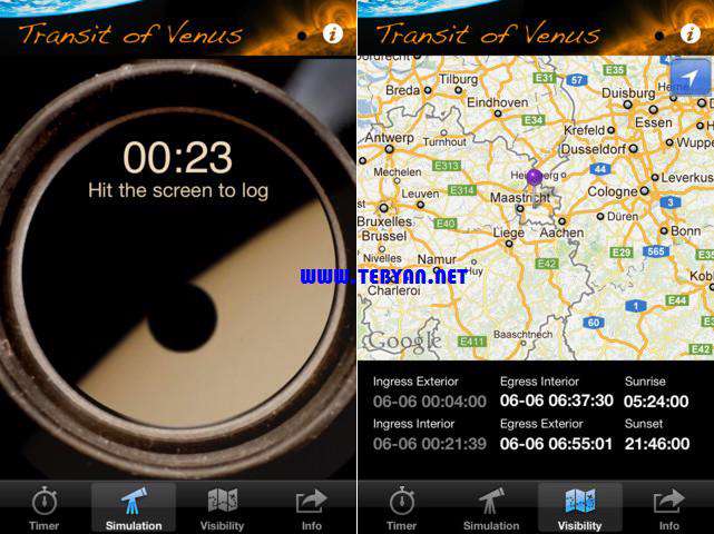 نرم افزار گذر زهره از مقابل خورشید (17خرداد1391) نسخه اندروید و آیفون، Venus Transit 1.2