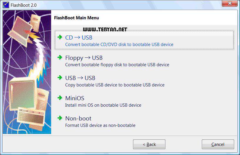 ایجاد فلش دیسک راه انداز به همراه نسخه قابل حمل، FlashBoot 2.1