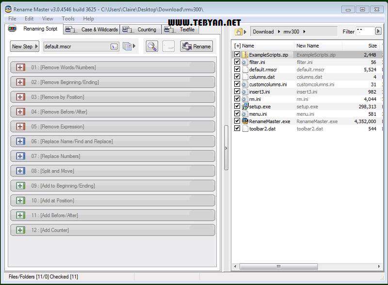 تغیر نام گروهی فایل ها، Rename Master 3.0
