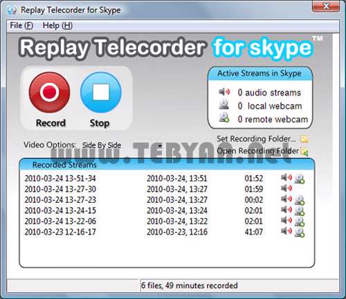 ضبط مکالمات اسکایپ، Replay Telecorder for Skype 1.3.0.12