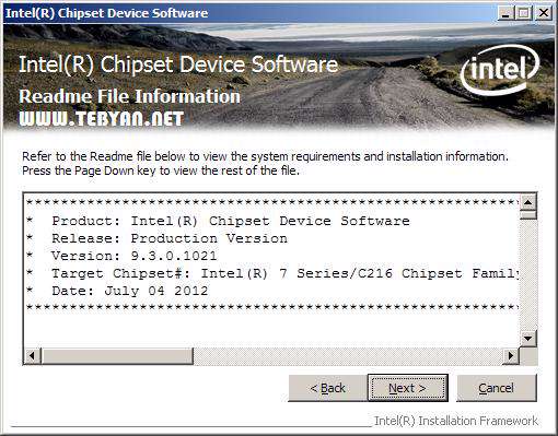 درایور مادربرد با چیپست اینتل، Intel Chipset Software Installation Utility 9.3.0.1021