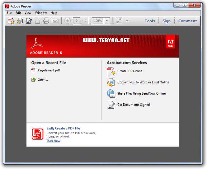 مشاهده و مرور فایل های پی دی اف، Adobe Reader XI 11.0.00