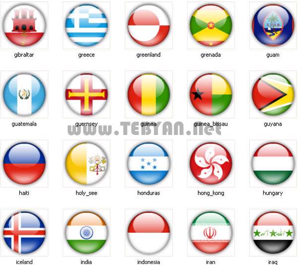 مجموعه آیکون پرچم کشورها (سری سوم)