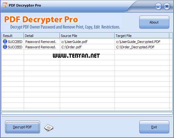 حذف رمز فایل های پی دی اف، PDF Decrypter Pro 3.30