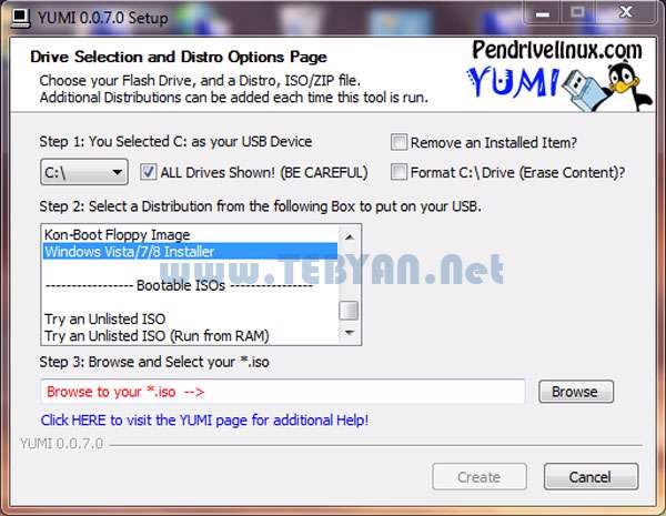 بوت و نصب ویندوز از طریق یو اس بی، YUMI 0.0.7.0
