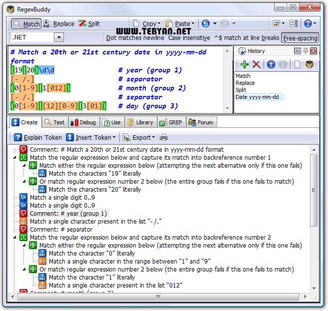 ساخت و تست کدها و عبارات منطقی، RegexBuddy 3.5.5 Retail
