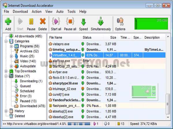 مدیریت دانلود فایل، Internet Download Accelerator 5.13