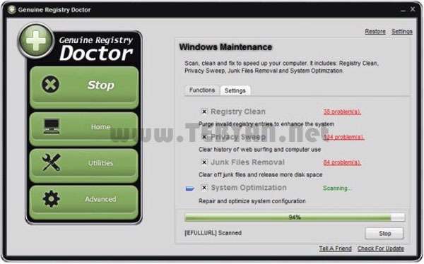 بهینه سازی رجیستری + پرتابل، Genuine Registry Doctor 2.5.8.6