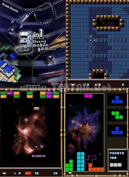 بازی سه گانه تنیس، مار و خانه ساز نسخه جاوا، 3in1 Classic Games