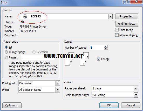ایجاد فایل پی دی اف، Pdf995 Printer Driver 11.7