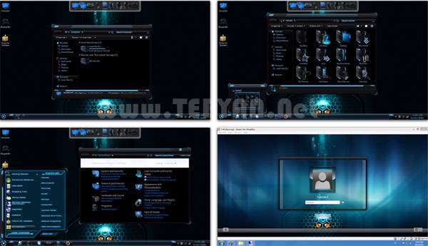 تم تبدیل ویندوز سون به پوسته فضایی، HUD Blue Skin Pack 1.0 