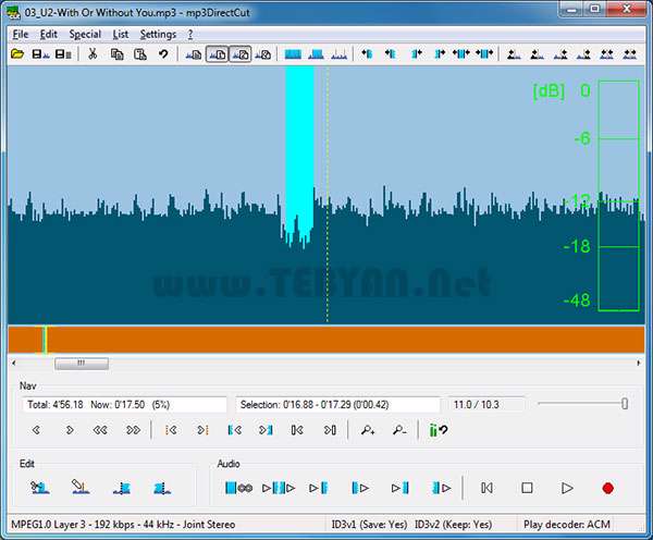 ویرایش فایل های صوتی، mp3DirectCut 2.17