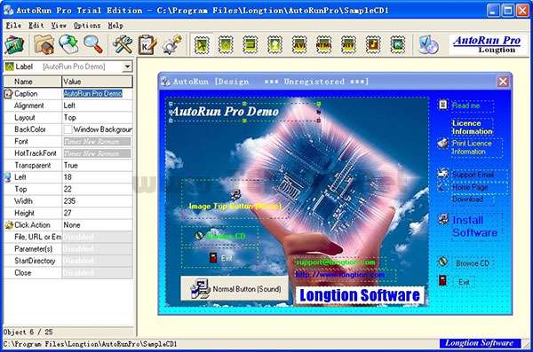 ساخت صفحه اتوران برای سی دی، Autorun Pro Enterprise II 6.0.1.136