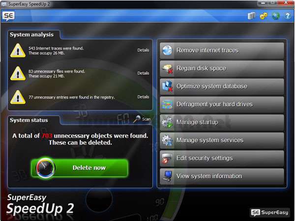 بهینه سازی و افزایش سرعت سیستم، SuperEasy SpeedUp 2.0.1