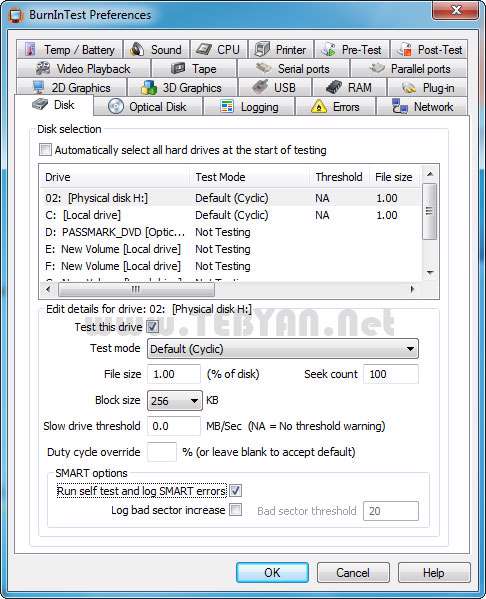 عیب یابی و تست سخت افزار، PassMark BurnInTest Pro 7.0 Build 1017