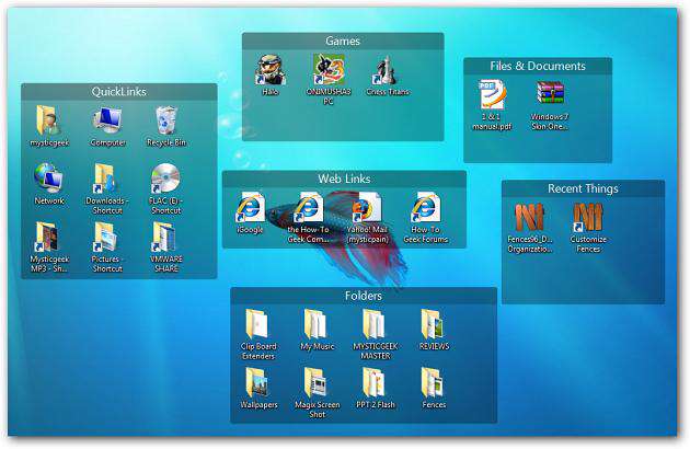مرتب سازی حرفه ای آیکون های دسکتاپ، Stardock Fences 2.01.484