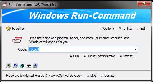 ابزار Run پیشرفته ویندوز، Run Command 1.03