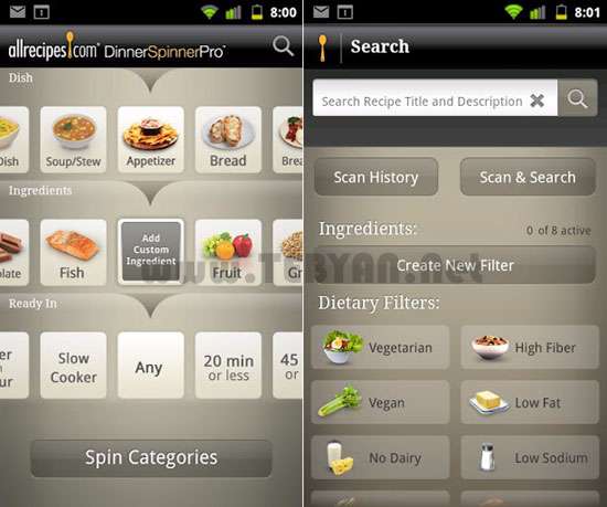 نرم افزار آشپزی آنلاین نسخه اندروید، Allrecipes Dinner Spinner Pro v2.1.0