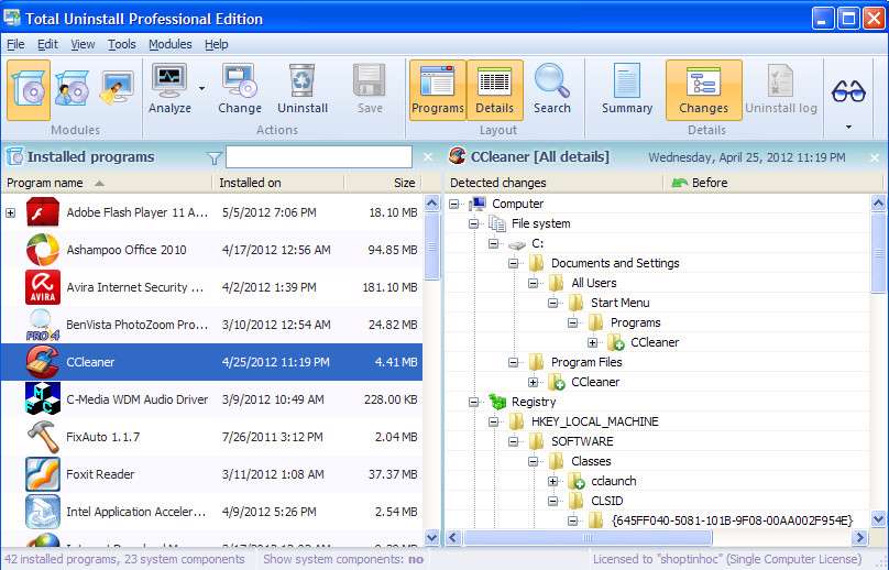 حذف کامل نرم افزار + پرتابل، Total Uninstall Pro 6.2.2