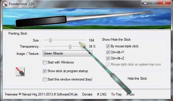 چوب اشاره مخصوص ارائه کنفرانس با ویدیو پروژکتور، 2.01 PointerStick