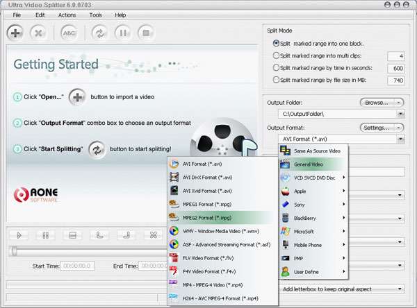 برش فایل های ویدیویی، Aone Ultra Video Splitter 6.4.0311