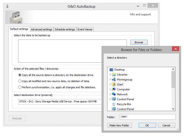 تهیه نسخه پشتیبان بر روی دیسک قابل حمل، O&O AutoBackup 2.0.18