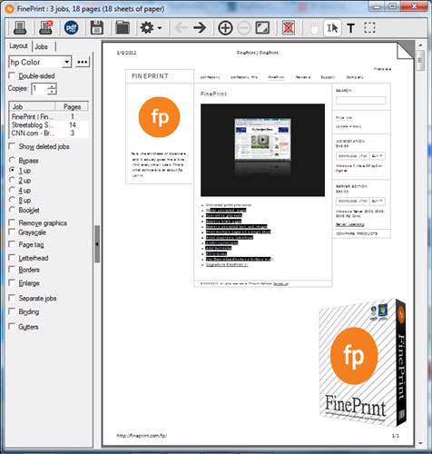 مدیریت و صرفه جویی در لوازم پرینتر، FinePrint Pro 7.20 Final