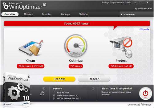 بهینه سازی ویندوز به همراه نسخه قابل حمل، 2013 + Ashampoo WinOptimizer 10.01.00