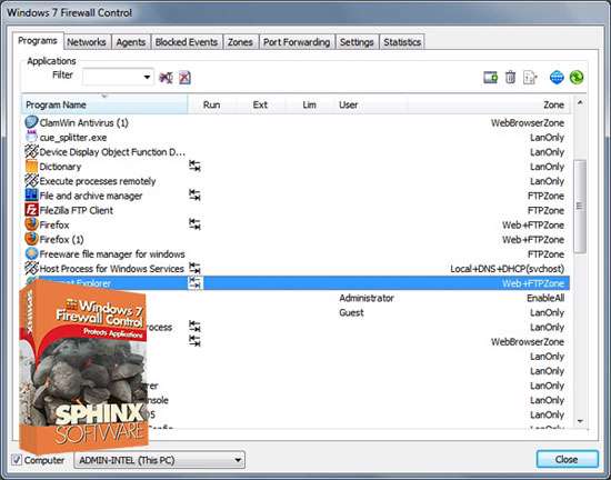 کنترل فایروال ویندوز سون، Windows 7 Firewall Control 5.2.15.14