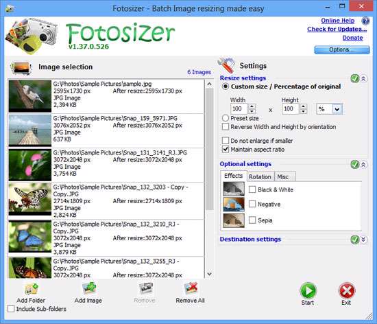 تغییر اندازه تصاویر با کمترین افت کیفیت، FotoSizer 2.00.0.529 Final