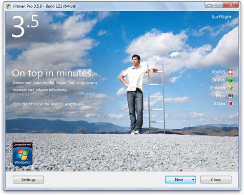 حذف قدرتمند بدافزارهای جاسوسی و مخرب، Hitman Pro 3.7.3 Build 193