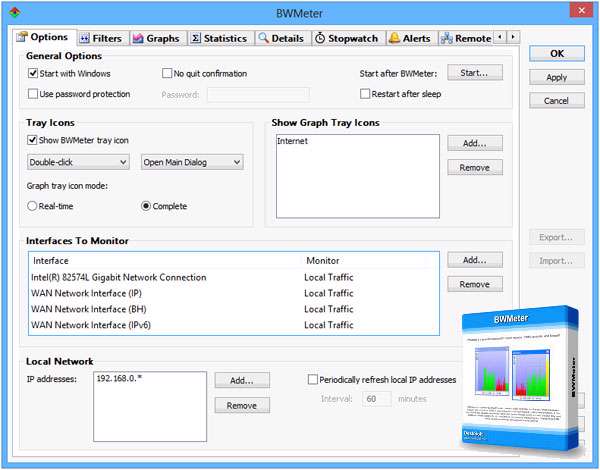 محاسبه و کنترل پهنای باند اینترنت و شبکه، BWMeter 6.5.1