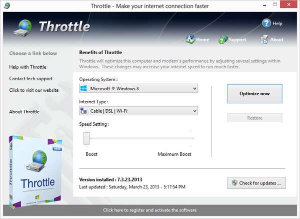 بهینه سازی مودم و افزایش سرعت اینترنت، PGWARE Throttle 7.5.6.2013