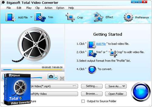 مبدل فایل های تصویری و فیلم + پرتابل، Bigasoft Total Video Converter 3.7.42.4878