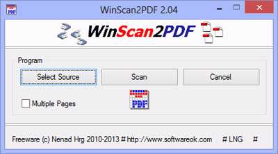 تبدیل فایل اسکن شده به پی‌دی‌اف، WinScan2PDF 2.04